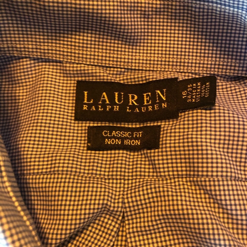 Ralph Lauren Shirt Classic Fit Blue and White Button Down Long Sleeve - Picture 5 of 7